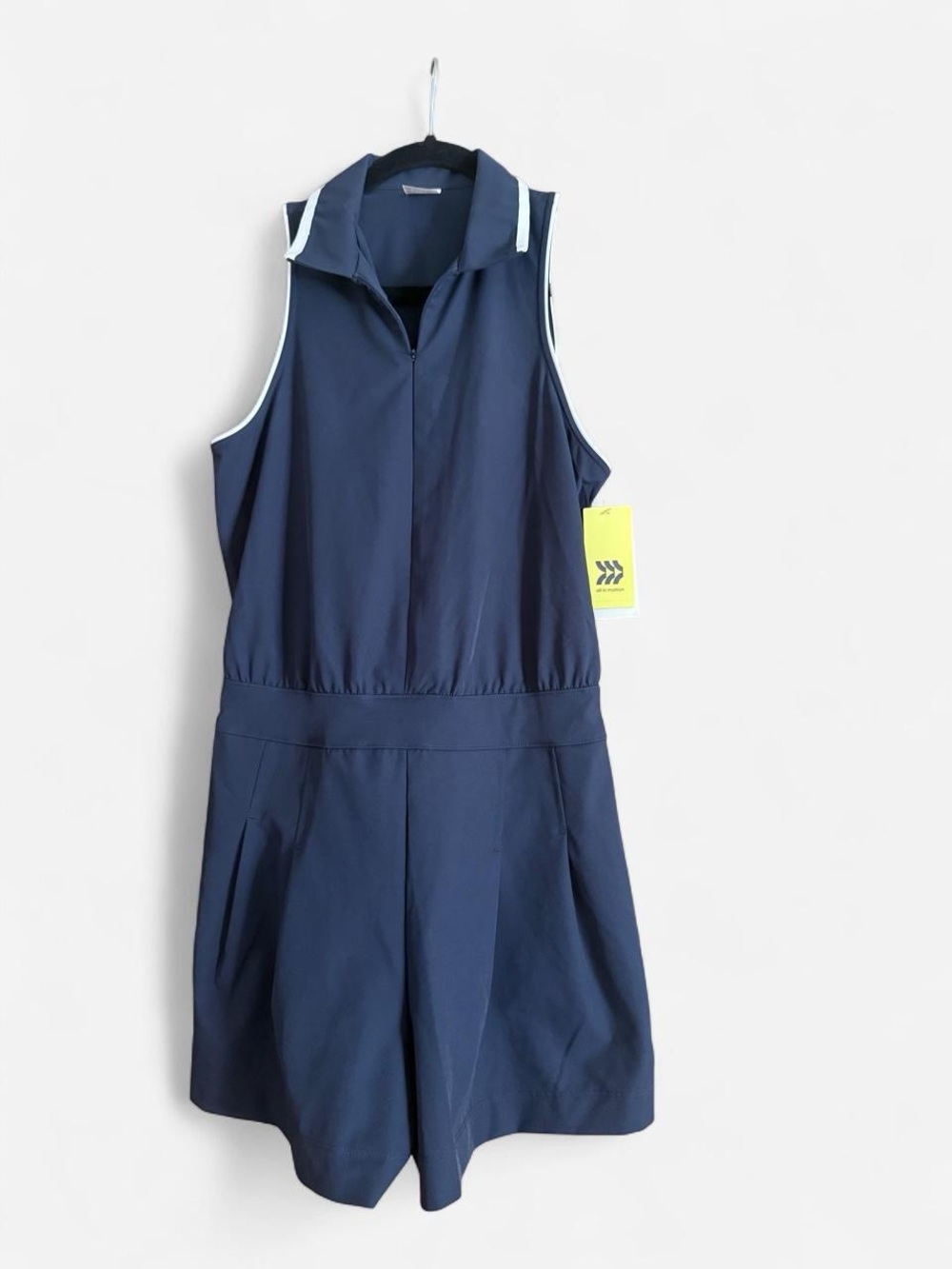 Target Navy Sleeveless Zip-Front Romper with White Trim